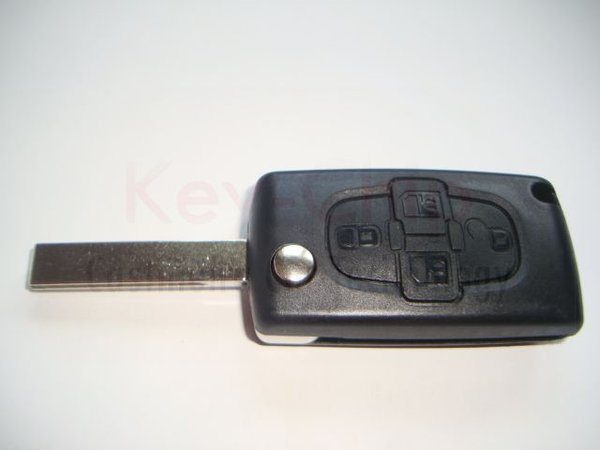 Peugeot Funkschlüsselgehäuse 4-Tasten mit Schlüsselrohling VA2-SH4 klappbar