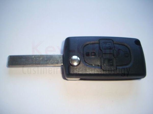 Peugeot Funkschlüsselgehäuse 4-Tasten mit Schlüsselrohling HU83-SH4 klappbar