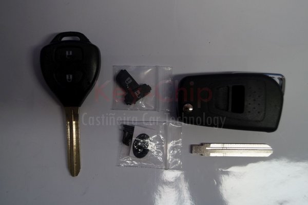 Umbaukit Toyota  Funkschlüsselgehäuse 2-Tasten mit Schlüsselrohling klappbar